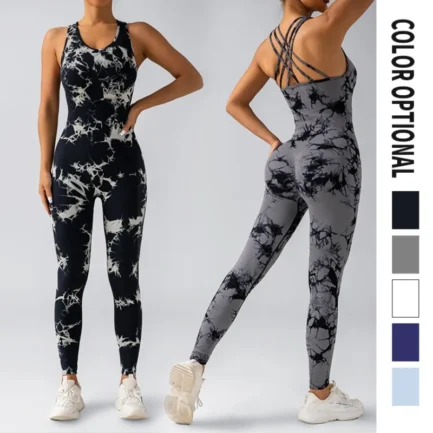 Seamless Tie-Dyed Yoga Jumpsuits