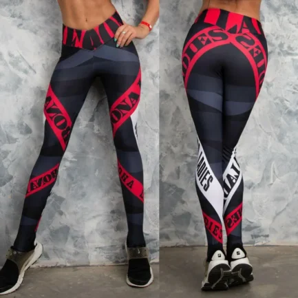 3D Letter Print Sexy Fitness Leggings for Women